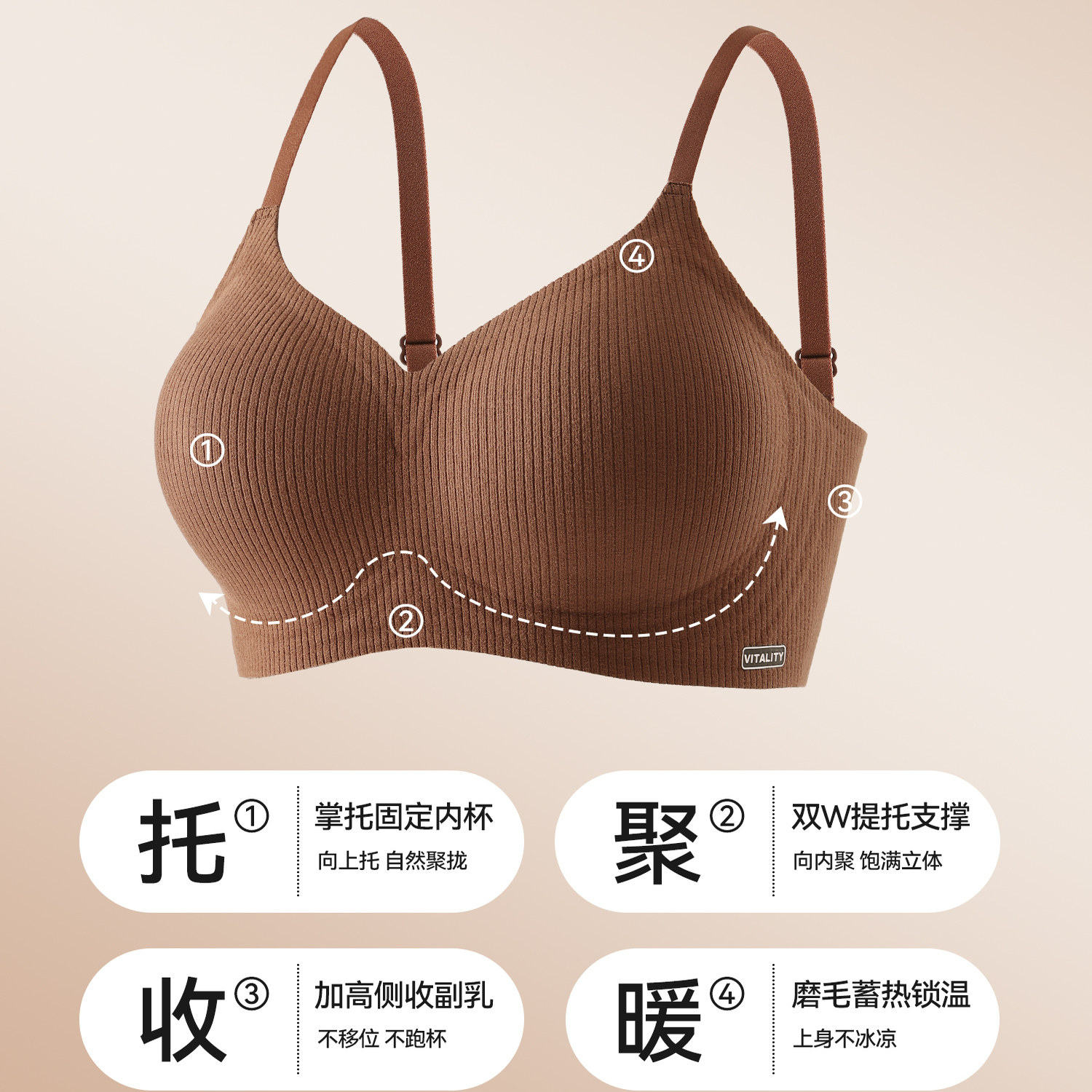 内衣女小胸聚拢显大无痕软支撑上托防下垂收副乳无钢圈冬季文胸罩,淘宝优惠券,粉丝福利购,淘宝优惠卷