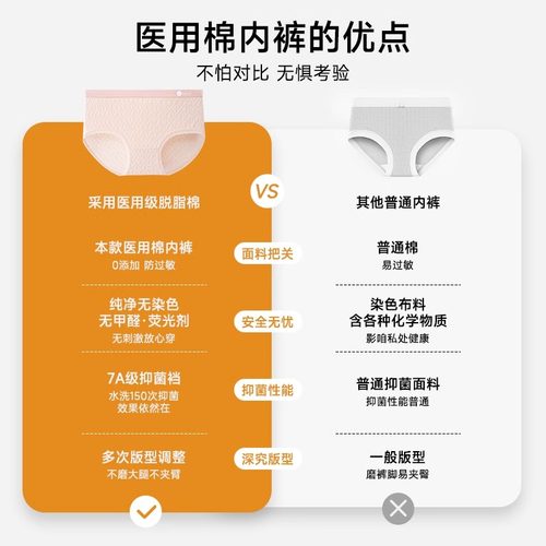 纯棉内裤女士全棉抗菌透气无痕A类医用级中腰少女生三角裤2024款 - 图0