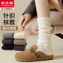 Foot Socks Jacket Woman Autumn Winter Knit White Socks Accessories Boken Shoes Pile Socks y2k Leg Set Warm Mid-Cylinder Socks