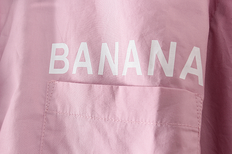 香蕉系列 夏季新款专柜女装库存折扣印字装饰衬衫连衣裙Y4558A