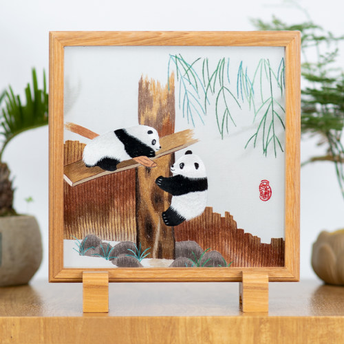 蜀绣手工刺绣中国风特色礼物礼品工艺品四川成都熊猫纪念品小摆件 - 图0