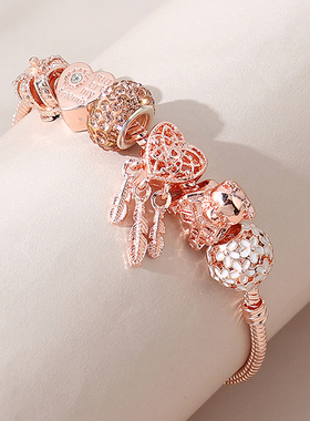 彩衣阁时尚美丽玫瑰金色花花珠珠手链流行百搭个性异域风女手饰品