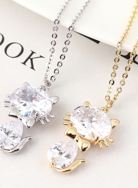 小猫项链送女友生日礼物项链