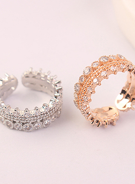 镶钻玫瑰金色漂亮时尚风饰品戒指