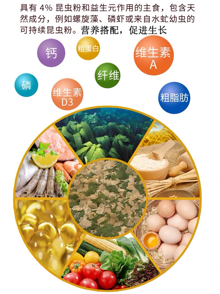 德国进口喜瑞鱼饲料小型鱼灯鱼神仙鱼孔雀鱼三湖慈鲷昆虫薄片鱼食-图1