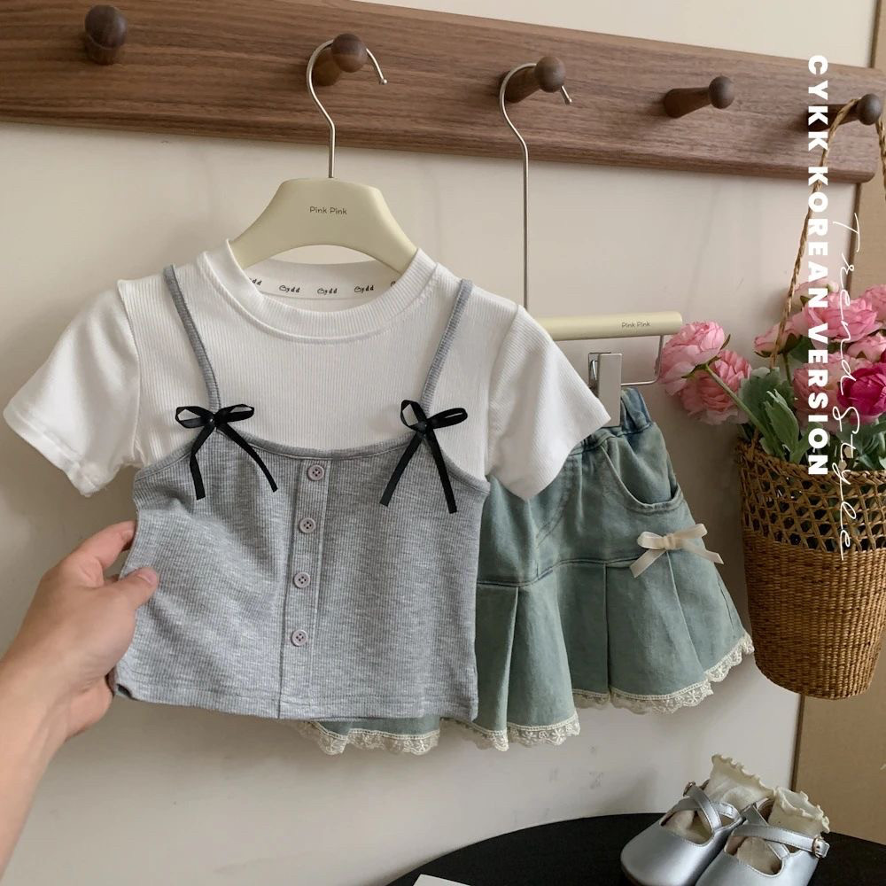 亲子女童假两件吊带长袖T恤2025新款儿童洋气时髦韩版打底衫上衣,淘宝优惠券,粉丝福利购,淘宝优惠卷