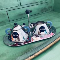 Italy Imports Alessi Stainless Steel Coffee Sugar Jars Sugar Bowl Spoon Blue Little Bird Kettle 9097