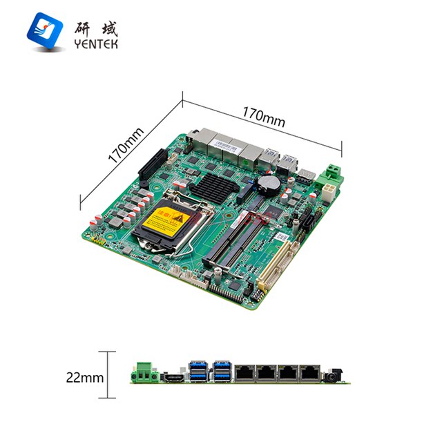 Yanyu VG390 mini ITX industrial control motherboard 6/8/9 generation LGA1151 four network ports 2 strings machine vision PCIE