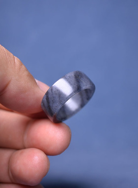 内径19和田玉青花籽料戒指港码20