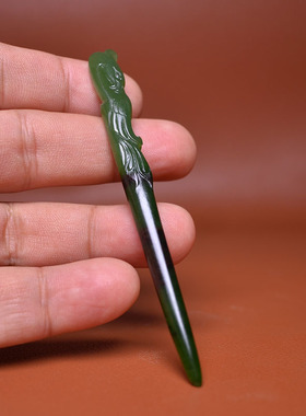 碧玉菠菜绿凤凰发簪古装汉服头饰