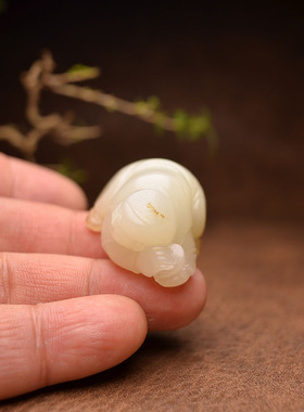 白玉籽料童子把件腰挂雅玩摆件