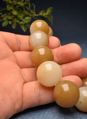 卡18且末阿尔金山金糖白玉大手串