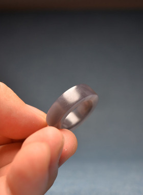 内径18和田玉烟紫戒指环吊坠18码