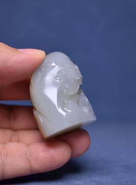 和田玉黑皮籽料文房雅玩印章镇纸