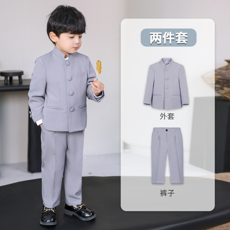 男童西装中山装套装中国风儿童主持朗诵演出钢琴礼服2025唐装汉服 - 图3