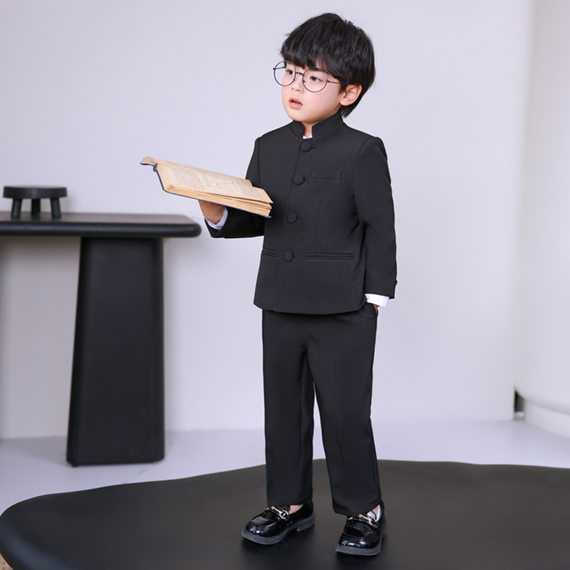 男童西装中山装套装中国风儿童主持朗诵演出钢琴礼服2025唐装汉服 - 图1