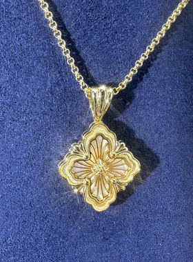 新款中号意大利歌剧Opera系列宫廷轻奢项链拉丝锁骨链四叶草珐琅