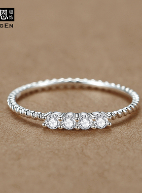 999纯银戒指女士闭口食指