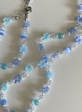 冰川蓝色时髦蓝色系日本米珠串珠