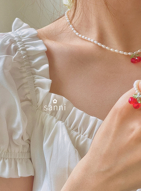 sanni水果甜馨清新925珍珠银戒指