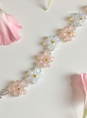 温柔可爱水晶樱花手链春天感