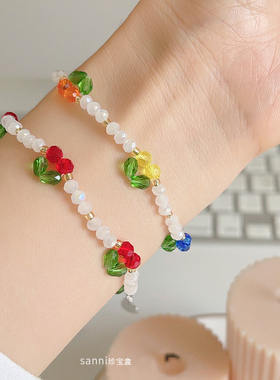 甜美元气提色小樱桃水晶手链