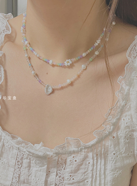 淡水珍珠梦幻水晶少女感花朵链