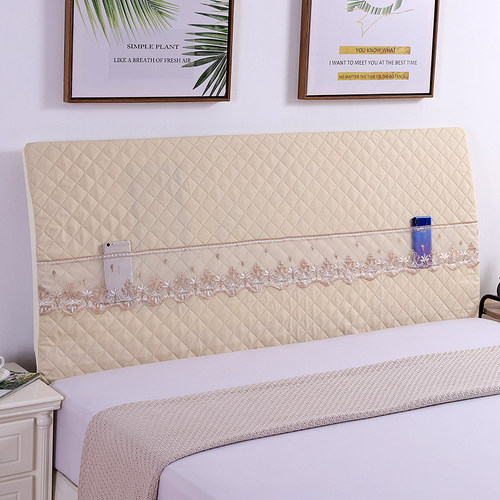 全包布艺床头罩简约现代软包床头套靠背防尘罩实木床头靠垫保护罩 - 图1