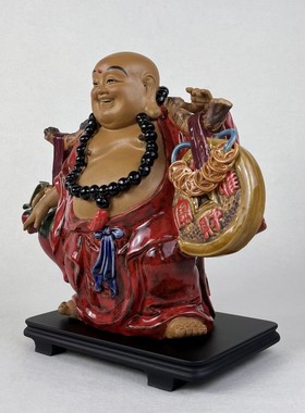 招财进宝笑佛陶瓷工艺品摆件石湾公仔