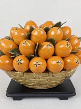 枇杷花篮金玉满堂陶瓷摆件石湾公仔