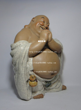 如意中式风石湾公仔祝福弥勒佛像