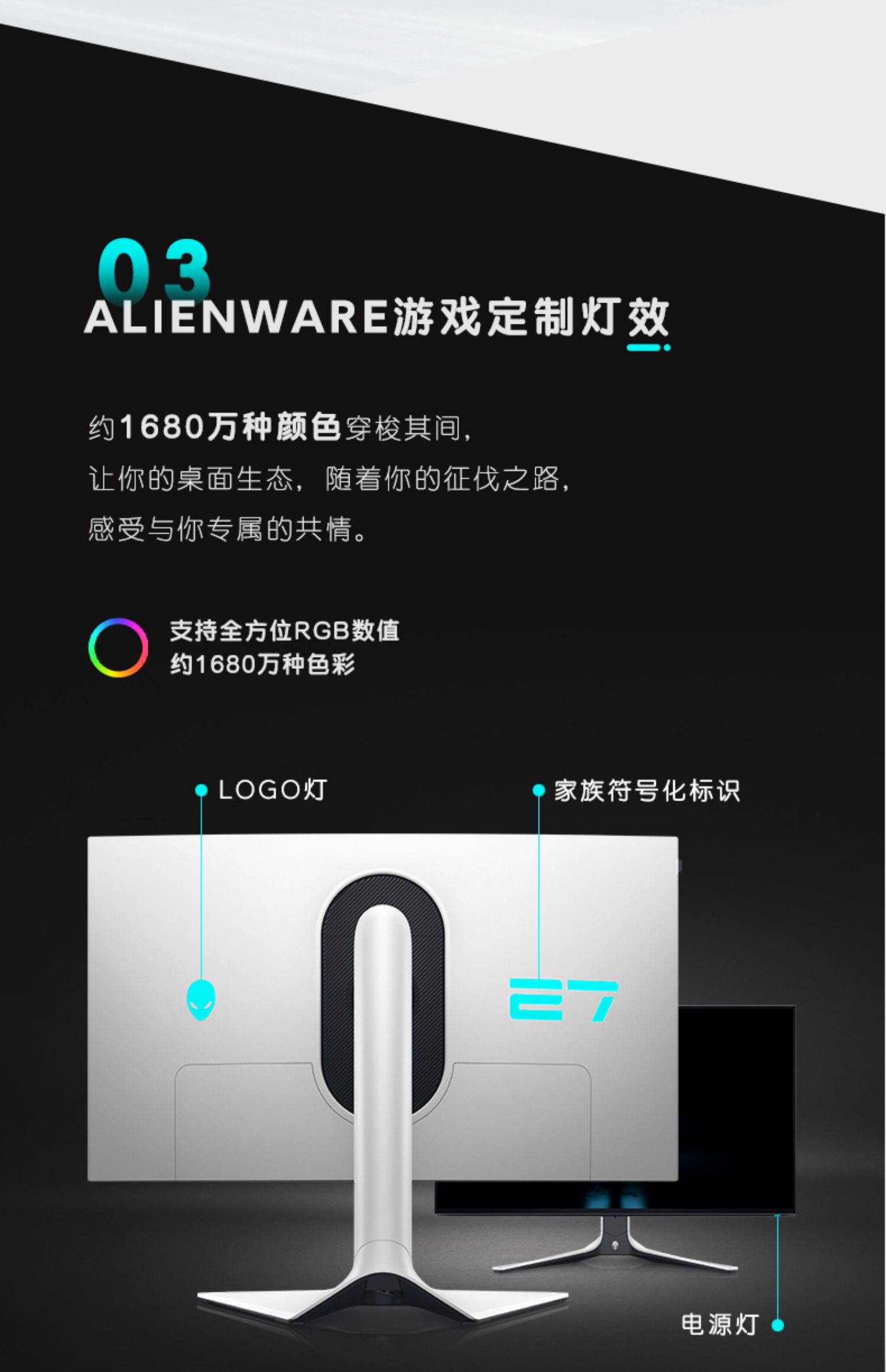 ALIENWARE外星人27英寸2K显示器电竞游戏280hz高刷显示屏AW2723DF-图3