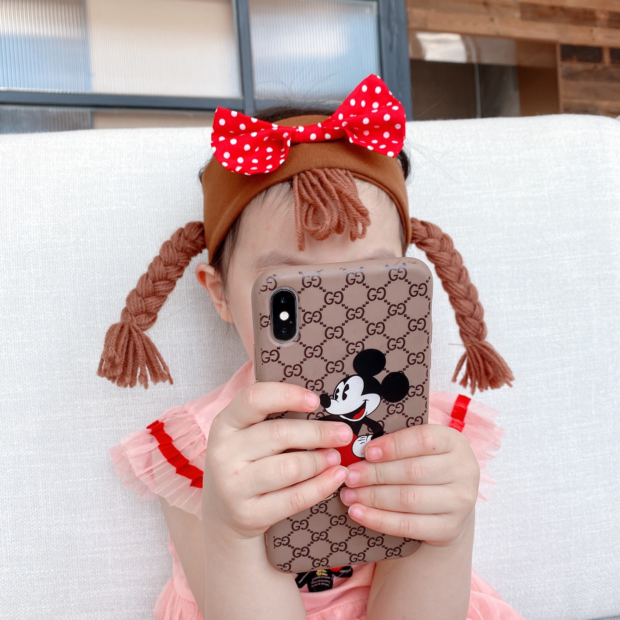 婴幼儿护囟门蝴蝶结辫子发带头饰儿童周岁满月拍照神器满月周岁