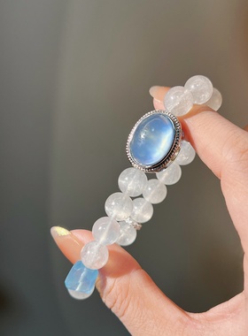 猫眼白月光海蓝宝设计款