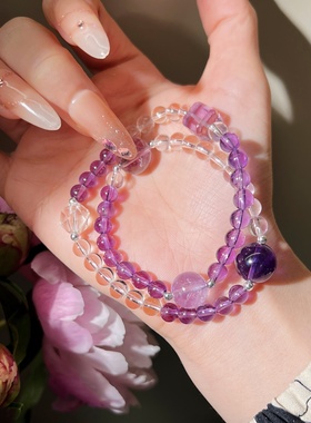 「紫色星球」天然紫水晶双圈手链