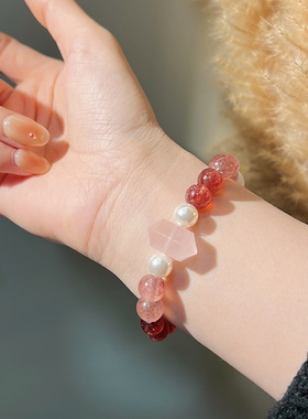 布铃原创设计天然草莓晶手链