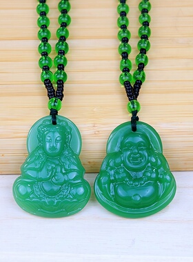 仿玉石民族风貔貅关公长款毛衣链