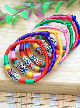 蛇年热卖diy手工编织粗款彩线编织手绳男女端午节五彩绳手链饰品