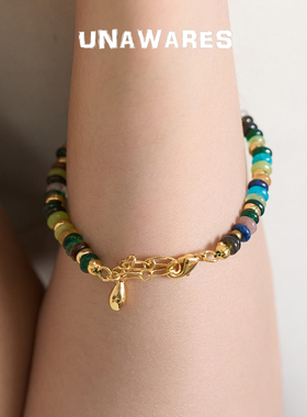 UNAWARES轻奢绿色琉璃手链