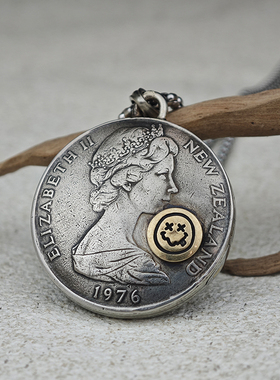 【币风堂】新西兰50分帆船笑脸款硬币照片记忆盒饰品吊坠文创手作