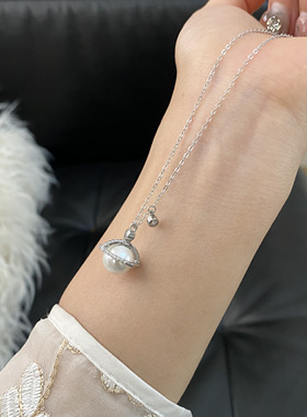 Siaon 星动轨迹S925纯银宇宙行星浪漫珍珠锆石吊坠项链清新锁骨链