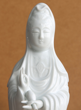 日本有田锅岛烧名家手作观音像白瓷摆件日式高端置物家居装饰赏器