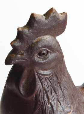 日本备前烧作家柴窑手工粗陶生肖属鸡摆件日式家居装饰鸡置物雕塑