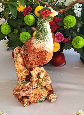 欧式田园野鸡摆件陶瓷装饰釉下彩