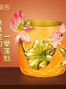 彩铜笔筒摆件书房办公室桌装饰品