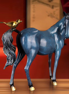 『2026马年礼品』马迎财喜铜摆件