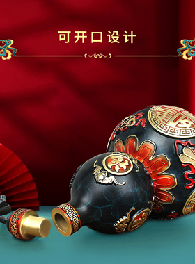八宝福禄彩铜葫芦摆件客厅装饰品