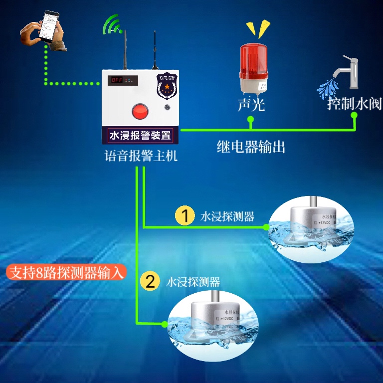 水浸感应器泄水传感器漏水报警器污水井机房水泵房浸水档案室积水-图1