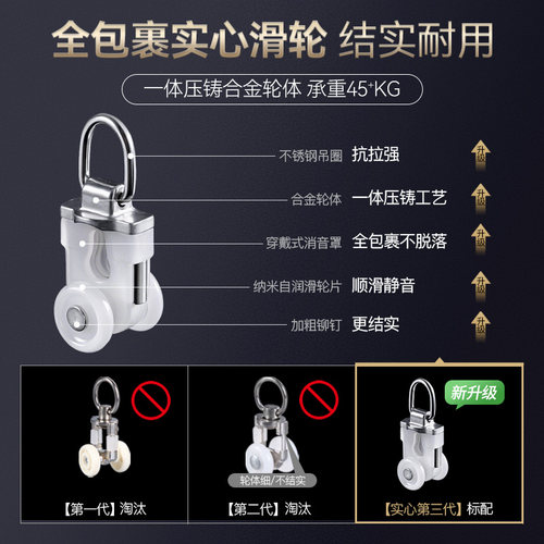 致尚 窗帘轨道铝合金直轨双轨新生代窗帘杆滑轨单轨静音轨道安装 - 图3