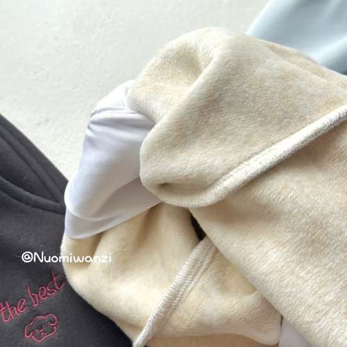 糯米丸子儿童卫裤2025年冬款韩系裤腿收口字母加绒卫裤 - 图1